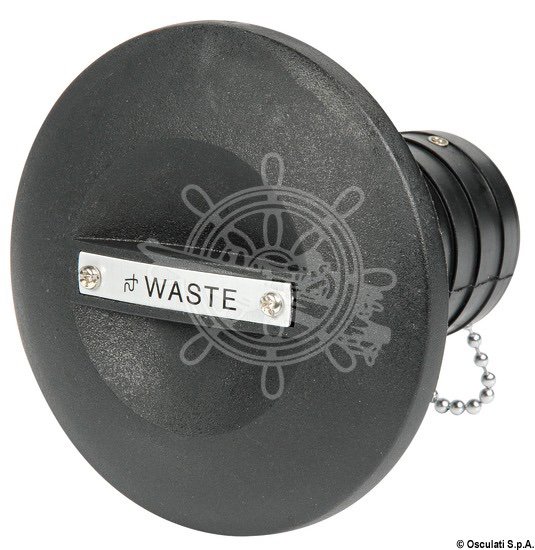 Black plastic deck filler FUEL 38mm