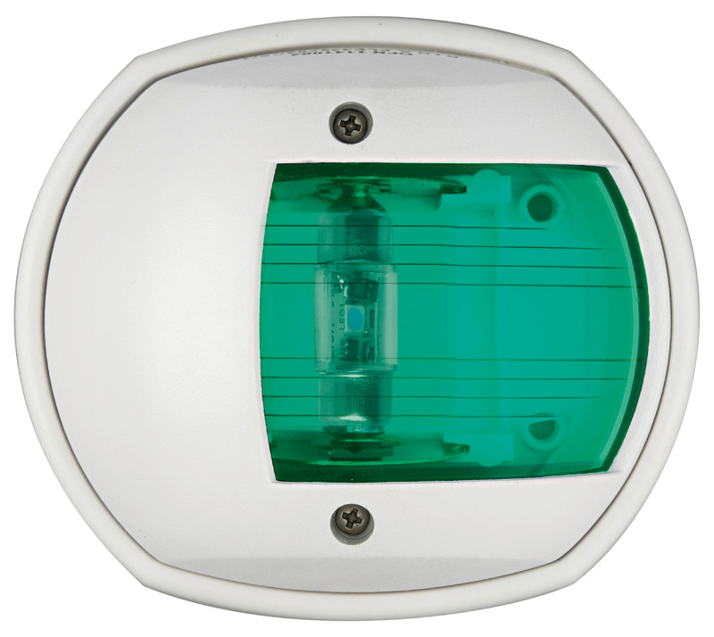 Compact 12 LED navigation light green starboard 112.5* - white housing