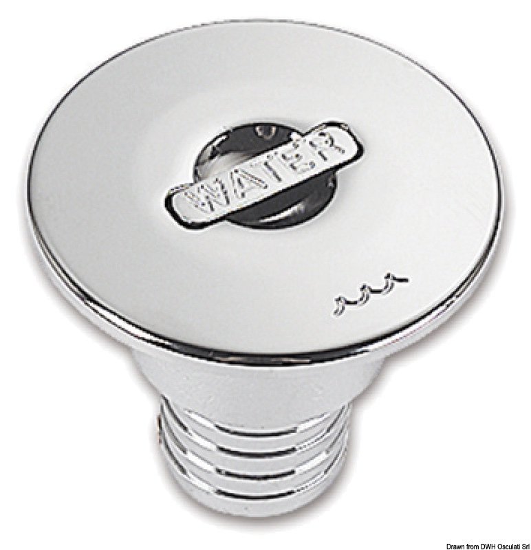 CHROME-PLATED BRASS DECK FILLER WATER STRAIGHT 38mm (Typo 3mm in original)
