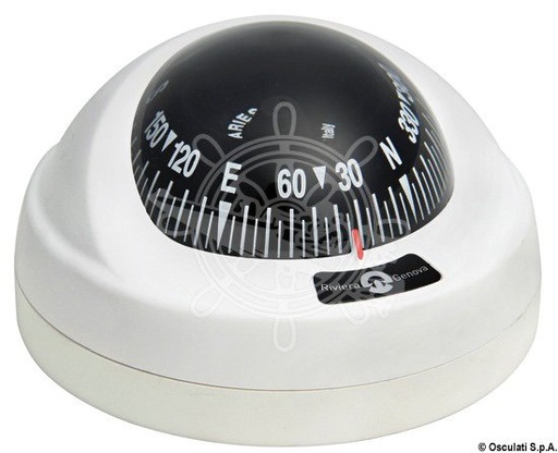 [2502540] RIVIERA ARIES COMPASS 2" 1/2- WITH FIXING BASE, BLACK, WHITE HOUSING